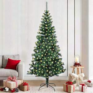Sapin de Noël artificiel vert pré-éclairé de 82,7 pouces en PVC et métal - Product Image 1