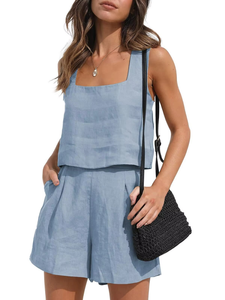 Women Outfits <b>Lounge</b> Matching Two Piece Tops High Waist Shorts Summer Vacation Sets - Product Image 6