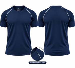 Men's Short Sleeve Raglan shoulder Quick Dry Sporty T-<b>Shirt</b> with <b>white</b> piping O-Neck <b>Slim</b> <b>Fit</b> Knitted Polyester Athletic Wear - Product Image 5