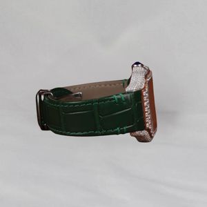 Reloj de Pulsera de Lujo con Correa Verde, Esfera Cuadrada, Estilo Diamante, Moissanita, Cuarzo Analógico, con Números Romanos, Calidad de Exportación - Product Image 2