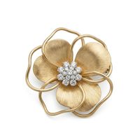 Broche de revers personnalisée en laiton de luxe avec logo floral émaillé pour femmes