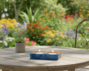 Portavelas Cuadrado de Madera Hecho a Mano para Dos Velas de Té, Uso Decorativo en el Hogar para Múltiples Ocasiones (Navidad, Fiestas de Invierno) - Product Image 3