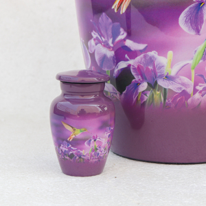ชุดโกศบรรจุอัฐิสีม่วงรูปนกฮัมมิงเบิร์ดสำหรับผู้ใหญ่ พร้อมโกศขนาดเล็กและโกศรูปหัวใจ ทนทาน ปรับแต่งการพิมพ์ได้ - Product Image 5