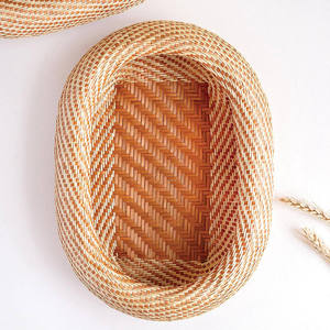 Cesta de Bambú Ecológica, Organizador de Cocina, Contenedor Ovalado para Alimentos, Caja de Almacenamiento Tejida, Accesorios para el Hogar, Bandeja para Pan de Restaurante - Product Image 1