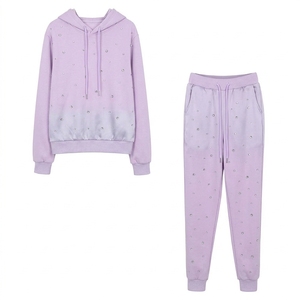 Wholesale Unisex Custom Polyester Cotton <b>Tracksuit</b> Set <b>Pink</b> Zip Hoodie Windbreaker Quick Dry Winter Sportswear for Tennis - Product Image 2
