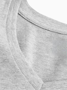 T-shirt de luxe pour homme 100% coton, coupe décontractée, col en V, manches courtes, séchage rapide, couleur gris, vêtements décontractés, vêtements de sport et de fitness - Product Image 5