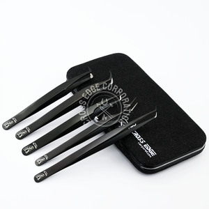 New Fiber Tip Eyelash Tweezer Stainless Steel 45 90 Degree Volume Fan Classic <b>Lash</b> Tweezers Set <b>Kit</b> Eyelash Extension Tweezer - Product Image 6