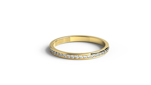 Bague en or 18 carats classique sertie de diamants pour femme, coupe ronde, demi-alliance éternelle empilable, bague de mariage, bijoux fins pour femme - Product Image 1