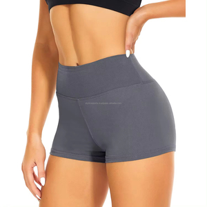 Pantalones cortos de gimnasio para correr para mujer, pantalones cortos activos transpirables de alto impacto atléticos de Color sólido con bolsillos para teléfono en blanco liso - Product Image 1