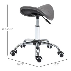 Sgabello Ergonomico con Rotelle in Pelle PU, Altezza Regolabile, Sedia Idraulica da Spa in Grigio per Arredamento Salone - Product Image 3