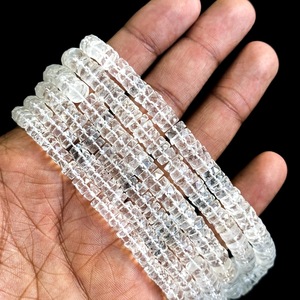 Cuentas facetadas de cuarzo cristalino natural de 6 a 7 mm, cuentas de cuarzo transparente en forma de neumático para la fabricación de joyería, cuentas de cristal. - Product Image 4
