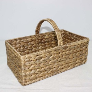 Handwoven Rustic Water Hyacinth <b>Rectangular</b> <b>Basket</b> with Handle Eco-Friendly for Bathrooms - Product Image 2