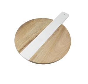 Tabla de cortar de mármol blanca con cuchillo, bandeja de servir de piedra con asa para cocina, tabla para cortar queso y frutas - Product Image 2