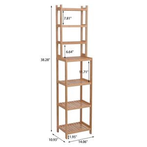 Scaffale da Bagno Multifunzionale a 7 Ripiani in Bambù 100% Naturale, Rimovibile, 72 * 43.5 * 160.7cm YF - Product Image 4