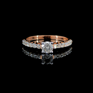 Bague de fiançailles pour femme certifiée en or rose massif 14 carats avec diamants naturels taille brillant rond, style classique - Product Image 2