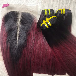 Extensiones de cabello degradado de color borgoña, textura recta, color natural humano vietnamita, precio de fábrica - Product Image 5
