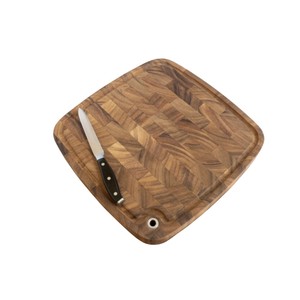 Planche à découper en bois d'acacia massif de qualité supérieure, robuste, à motif damier, bloc de boucher professionnel, réversible pour cuisine - Product Image 2