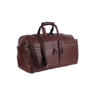 Bolsa de Viaje de Fin de Semana de Cuero Genuino Impermeable de 40L con Cremallera, Bolso de Mano para Pasar la Noche, Forro de Poliéster, para Hombres y Mujeres, Escapadas - Product Image 1