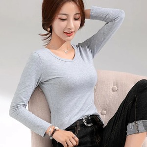 Nueva Camiseta de Mujer, Ajustada, 95% Algodón Puro, Camiseta de Manga Larga para Mujer, Blusa Delgada Blanca, Camisetas para Mujer - Product Image 5