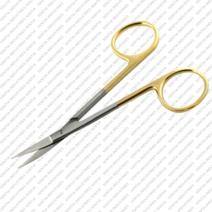 Tijeras de Precisión de Carburo de Tungsteno Iris de 3.5 Pulgadas con Punta Fina Recta/Curva, Mango Dorado, Instrumento de Disección de Acero Inoxidable CE - Product Image 2