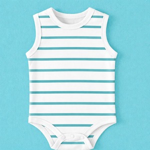 Combinaison sans manches pour bébé en coton biologique 100% personnalisable, unisexe, douce, respirante, tenue d'été pour bébé - Product Image 4