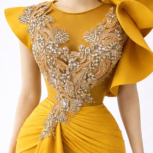 Vestido de noche de sirena con lentejuelas doradas |   Vestido de un solo hombro para la alfombra roja |   Vestido de Gala Formal Ajustado de Lujo con Largo Dramático hasta el Suelo - Product Image 2