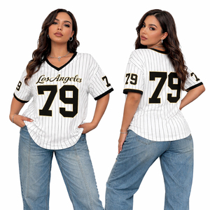Women Baseball Jersey Pinstripe Los Angeles 79 Sports <b>T</b> <b>Shirt</b> Custom Fashion Streetwear Oversized Breathable Casual Top - Product Image 1