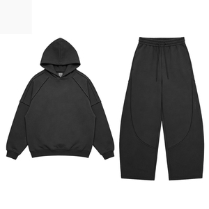 Ensemble de survêtements streetwear 100% coton, en molleton brodé, avec pantalon de survêtement et sweat à capuche personnalisés, unisexe - Product Image 6