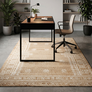 Handcrafted Handwoven Jute <b>Rug</b> Beige Ivory Geometric Pattern Textured Anti-Slip <b>Thick</b> <b>Pile</b> Area Carpet Living Room Bedroom - Product Image 3