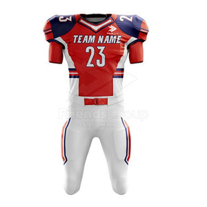 Ensemble d'uniformes de football américain imprimés grande taille, durables, respirants, doux, en tissu 100 % polyester, col en V, manches courtes, à faible MOQ - Product Image 1