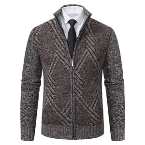 2025 Fashion New Designer Custom <b>Men's</b> Winter Casual Front Logo Thick Anti-Pilling Knitting <b>Cardigan</b> Sweater 100% Polyester - Product Image 4