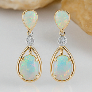 Pendientes de Ópalo Blanco en Forma de Pera y Ovalados, Plata 925, Chapados en Oro de 18K, Pendientes Colgantes para Fiesta, Regalo para Boda - Product Image 6