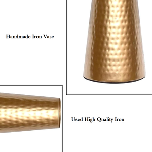 Vase à fleurs en fer doré avec placage or, fait main, durable, design traditionnel pour la décoration de la maison, du bureau ou d'un mariage - Product Image 4