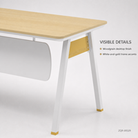 Bureau de direction ArchieLeap ZQR-00029 en bois grainé avec armoire latérale séparée, 2000 mm, pieds en métal blanc, bureau moderne pour manager