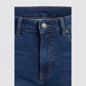 Jean en denim coupe droite délavé foncé pour homme, taille haute, coupe slim, en coton, style décontracté, pantalon d'automne - Product Image 4