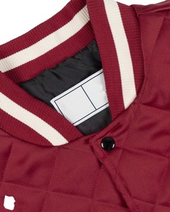 Veste varsity matelassée rouge pour homme, coupe classique, col rabattu, fermeture éclair, couleur unie, vêtement décontracté pour l'automne - Product Image 6