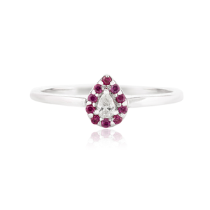 14K Pave Set Halo Ruby Diamond Promise Ring for Women - Product Image 2