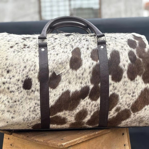Bolsa de Viaje de Cuero con Pelo Natural Hecha a Mano, de Piel Genuina de Vacuno, Estilo Vintage, Ligera y Grande, para Fin de Semana o Viajes Cortos - Product Image 1