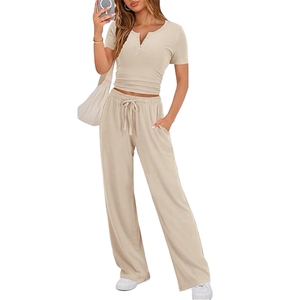 Spring <b>Summer</b> High Waist Ladies Trousers <b>Pant</b> Trouser Regular Fit Elastic Waist Breathable Custom - Product Image 2