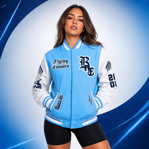 Custom <b>Men</b> Wool Blend Windproof Henry Collar Varsity <b>Jacket</b> <b>White</b> Faux Leather Sleeve Chenille Streetwear Letterman - Product Image 1