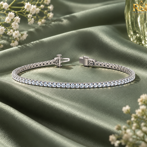 Pulsera de tenis de una hilera con diamantes cultivados en laboratorio de corte brillante, color DEF, tipo Eternity Link |   Pulsera de Lujo de Oro Sólido de 9K, 14K y 18K - Product Image 2