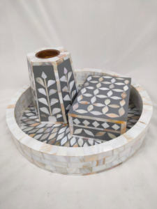 Ensemble de plateaux en nacre fabriqués à la main en Inde, taille personnalisée, brûleur à bakhoor, ensemble de mop pour l'utilisation du Ramadan, plateaux incrustés de nacre - Product Image 2