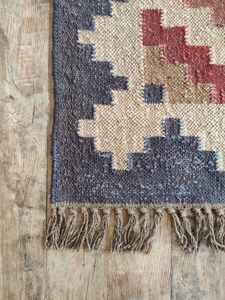 Nouveau tapis kilim rectangulaire fait main en laine acrylique à poils plats, pour salon, nettoyage facile, épaisseur 0,2-0,4 pouces, motif géométrique - Product Image 4