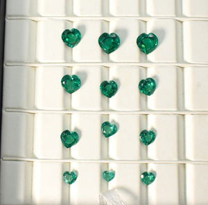 Zambian Emerald Heart Cut Vivid Green Lab Created Emerald Loose Gemstone with Visible Inclusions All Calibrated Sizes - Product Image 1