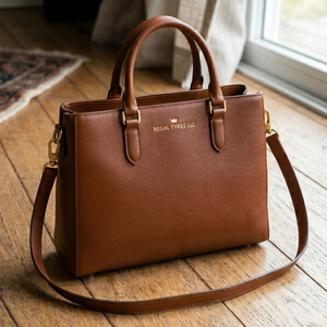 Sac fourre-tout en cuir véritable Regal Three Llc, couleur unie, grande capacité, sacs fourre-tout de bureau pour le travail, les trajets domicile-travail, sacs de transport - Product Image 1