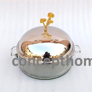 Vaisselle décorative en acier inoxydable de style arabe pour le Ramadan, casserole ronde pour servir des plats chauds, accessoires pour hôtels et restaurants - Product Image 4