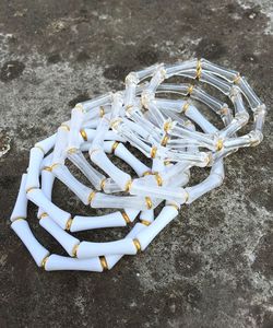 Wholesale Luxury Gold Plated Designer <b>Stacked</b> Bamboo <b>Bracelet</b> Fashion Thin Tube Beads Acrylic <b>Bracelet</b> Bangles Resin Crafts - Product Image 1