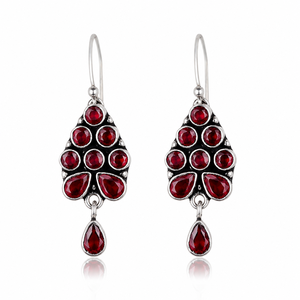 MultiStone Teardrop <b>Dangle</b> <b>Earrings</b> | Oxidized <b>Silver</b> <b>Earrings</b> | Pear Shape Crystal Drop <b>Earrings</b> for Women - Product Image 2