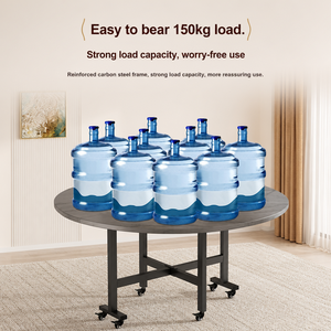 Modern Round Folding Dining <strong>Table</strong> Metal Frame Extendable Movable Space Saving Kitchen <strong>Table</strong> for <strong>Small</strong> Apartment Home Furniture - Product Image 2
