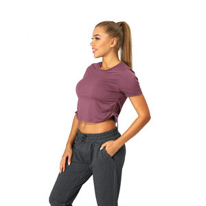 Cropped Fitted Breathable T <b>Shirt</b> 95% Cotton 5% Spandex Fitness T <b>Shirts</b> Ladies logo Women Crop Tops T <b>Shirt</b> for Women - Product Image 2
